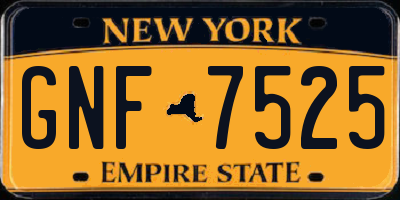 NY license plate GNF7525