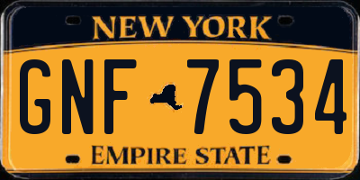 NY license plate GNF7534