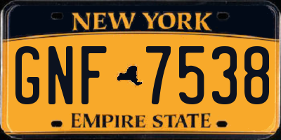 NY license plate GNF7538
