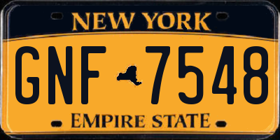 NY license plate GNF7548