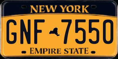 NY license plate GNF7550