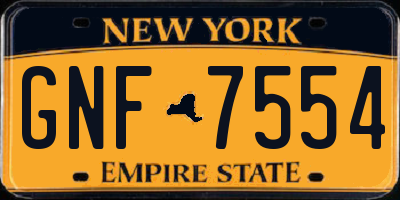 NY license plate GNF7554