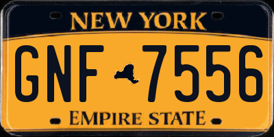 NY license plate GNF7556