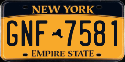 NY license plate GNF7581