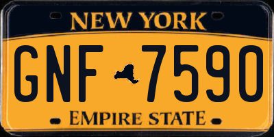 NY license plate GNF7590