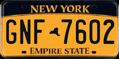 NY license plate GNF7602