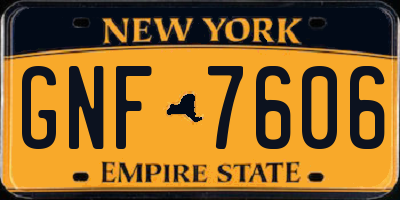 NY license plate GNF7606