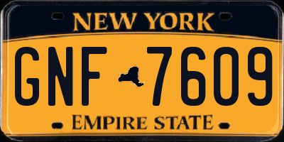 NY license plate GNF7609