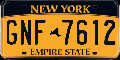 NY license plate GNF7612