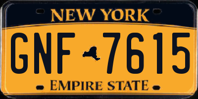 NY license plate GNF7615