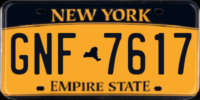 NY license plate GNF7617