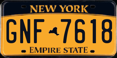NY license plate GNF7618