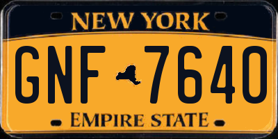 NY license plate GNF7640
