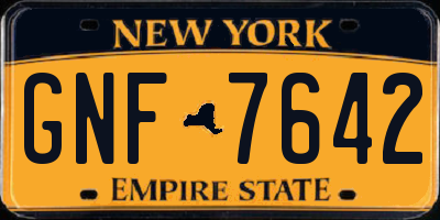 NY license plate GNF7642