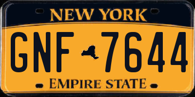 NY license plate GNF7644