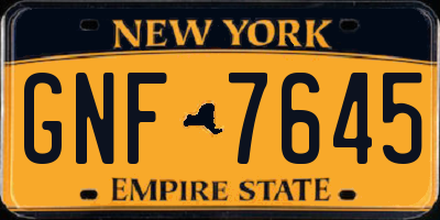 NY license plate GNF7645