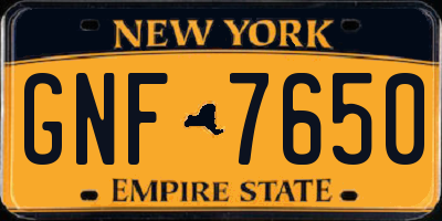 NY license plate GNF7650