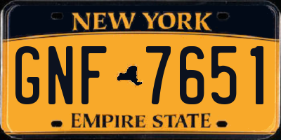 NY license plate GNF7651