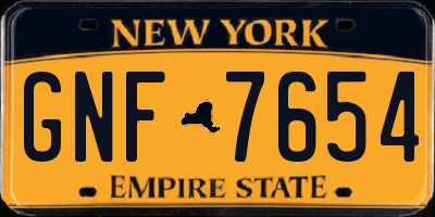NY license plate GNF7654