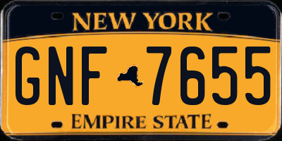 NY license plate GNF7655