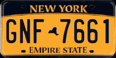 NY license plate GNF7661