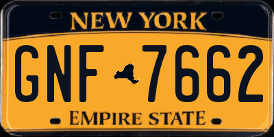 NY license plate GNF7662