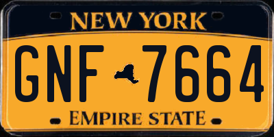 NY license plate GNF7664