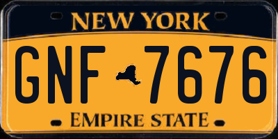 NY license plate GNF7676