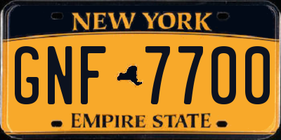 NY license plate GNF7700