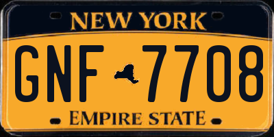 NY license plate GNF7708