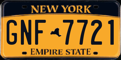 NY license plate GNF7721