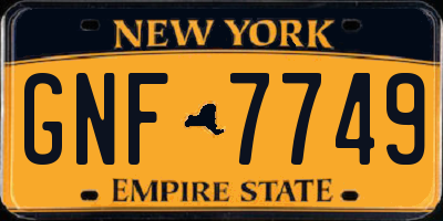NY license plate GNF7749
