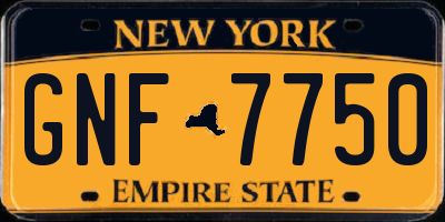 NY license plate GNF7750