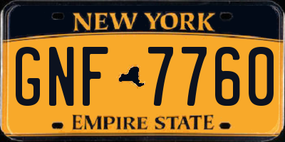 NY license plate GNF7760