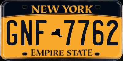 NY license plate GNF7762