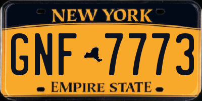 NY license plate GNF7773
