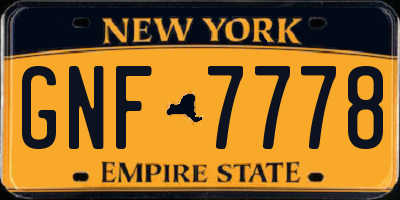 NY license plate GNF7778