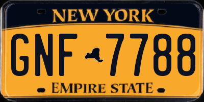 NY license plate GNF7788