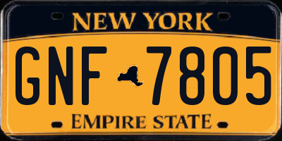 NY license plate GNF7805