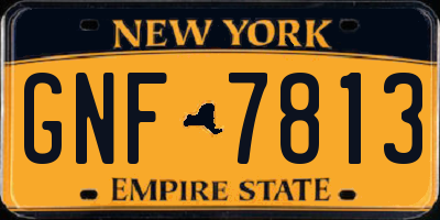 NY license plate GNF7813