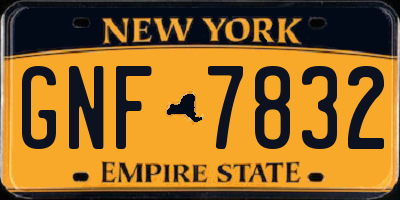 NY license plate GNF7832