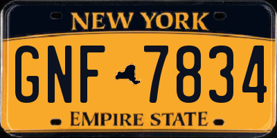 NY license plate GNF7834