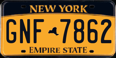NY license plate GNF7862