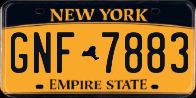 NY license plate GNF7883