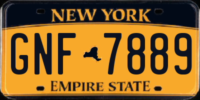 NY license plate GNF7889