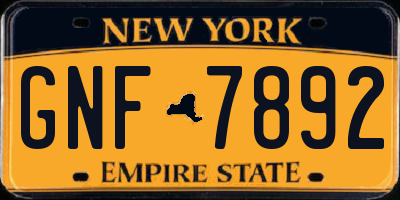 NY license plate GNF7892