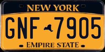 NY license plate GNF7905
