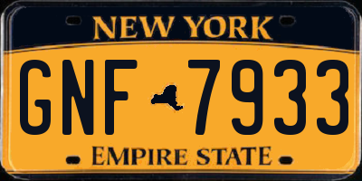 NY license plate GNF7933