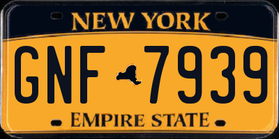 NY license plate GNF7939