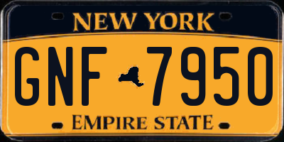 NY license plate GNF7950